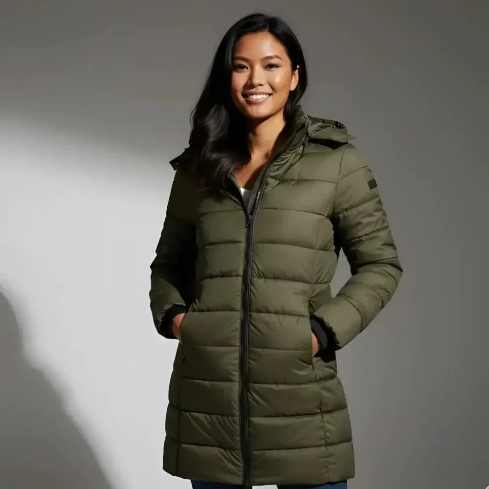 Parka femme imperméable avec capuche adaptée aux trajets à vélo en ville Image