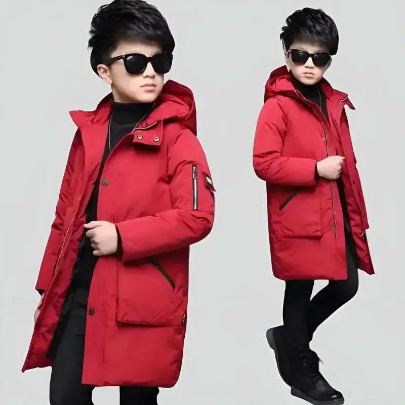 Parka garçon rouge imperméable avec capuche - Boutique-Parka Image