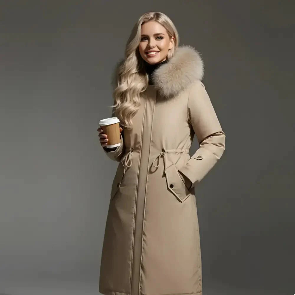 Parka femme style canadien avec col fausse fourrure et capuche garnie Image