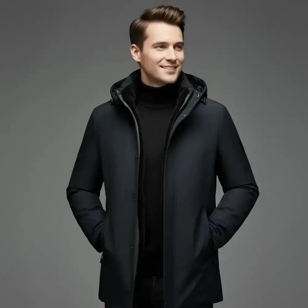 Parka homme bleu marine en tissu technique imperméable et respirant Image