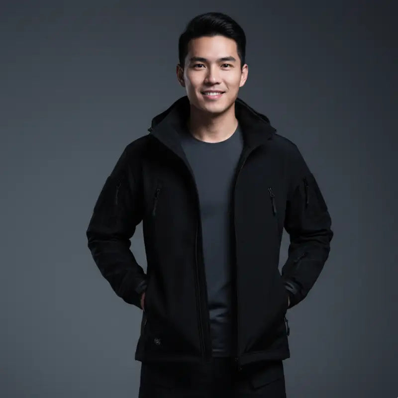 Parka chaude homme noire à capuche Image