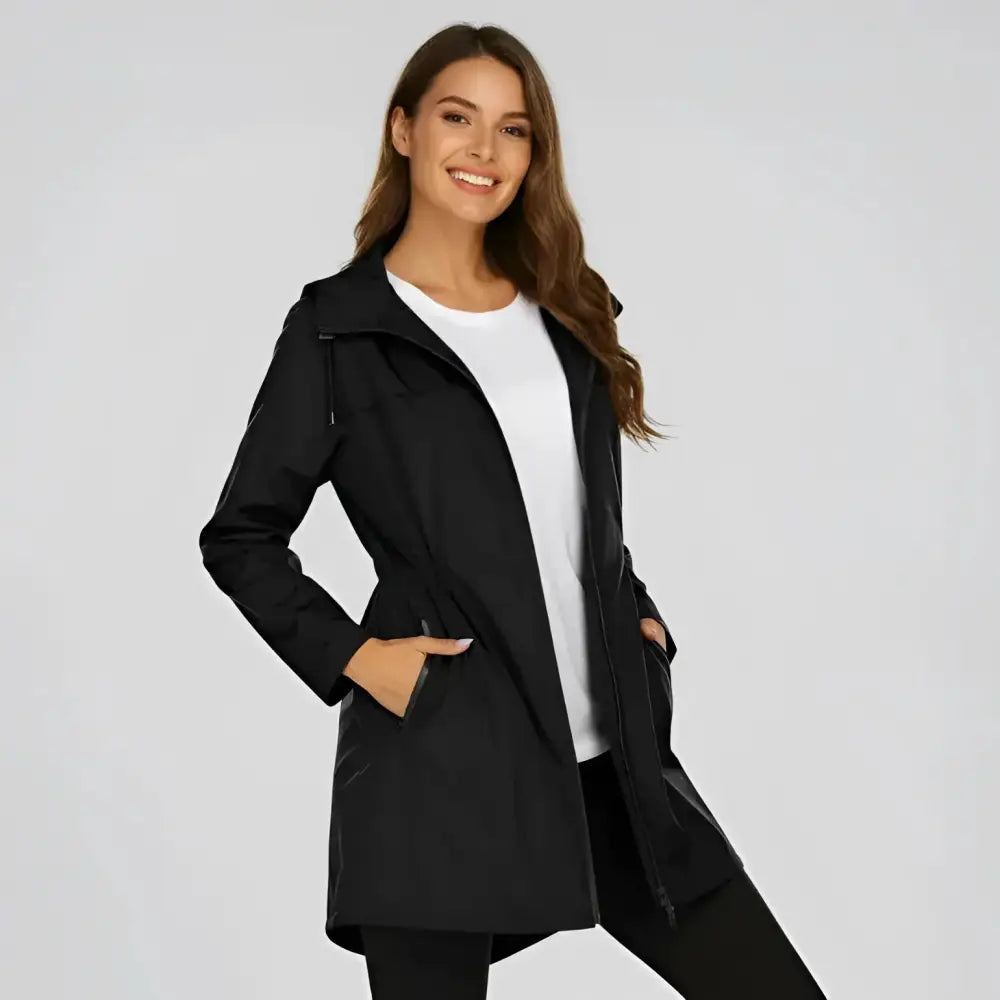 Parka femme imperméable noire déperlante coupe cintrée Image