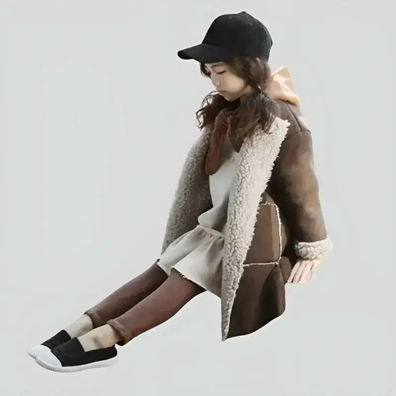 Parka fillette à capuche marron Image