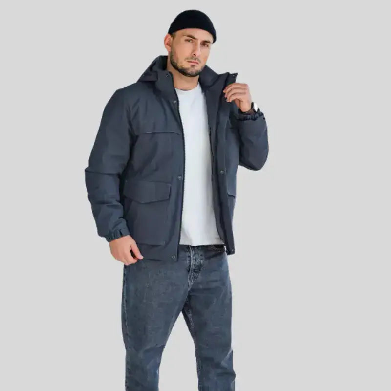 Parka homme imperméable grise à capuche Image