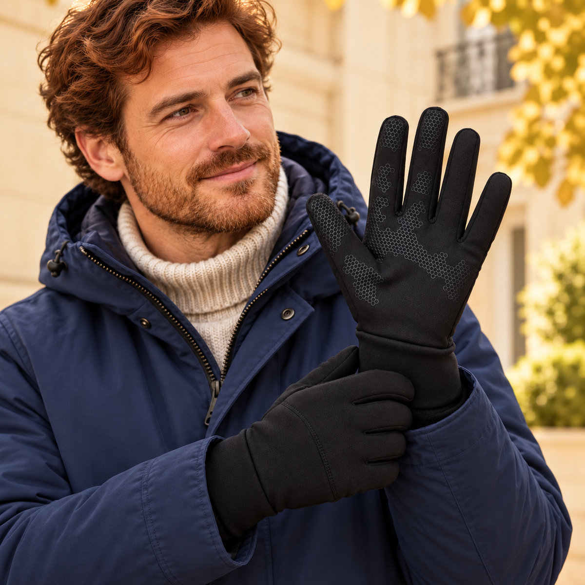 Gants softshell tactiles – Les Connectés — mise en situation