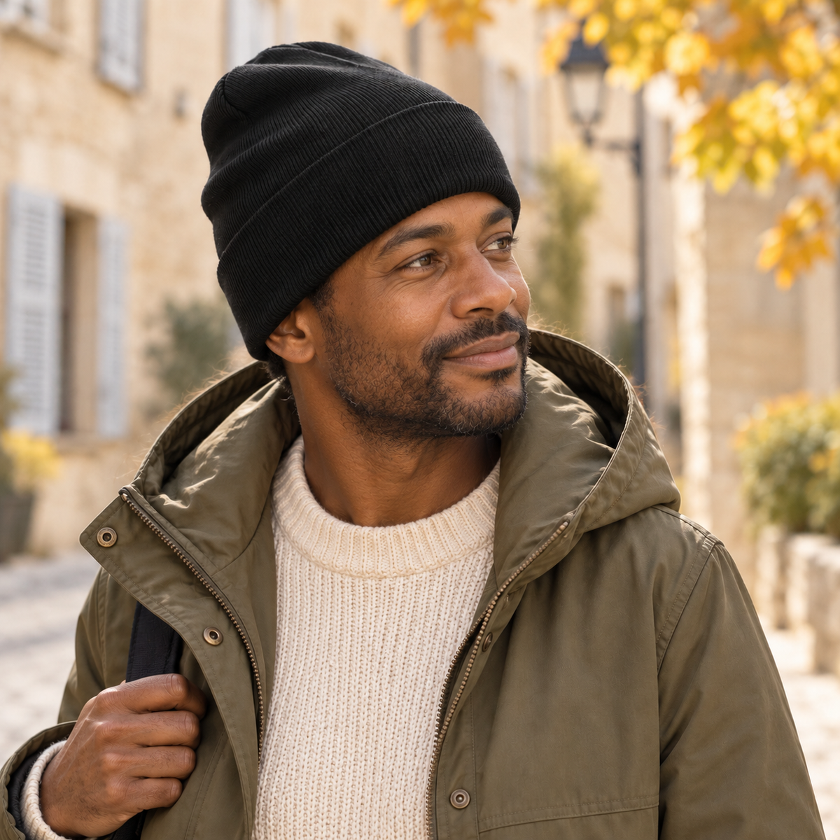Bonnet à revers en coton biologique – Le Coton — mise en situation
