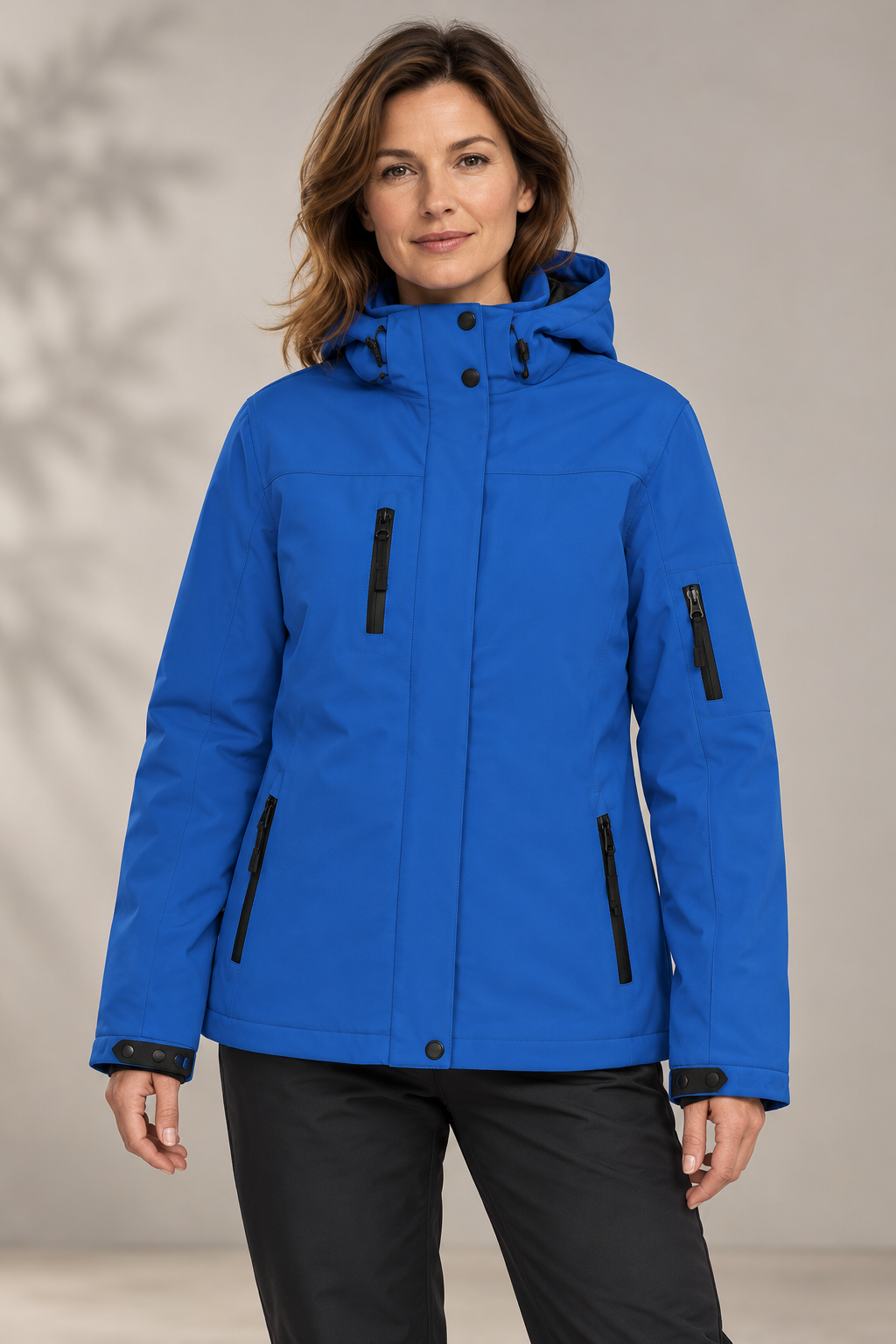 Parka softshell professionnelle femme – La Régisseuse portée, coloris Bleu royal