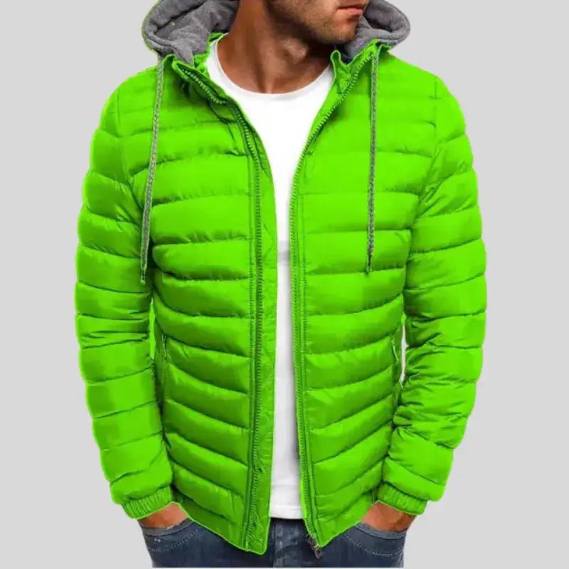 Parka doudoune homme légère en vert, style moderne, idéale pour l'hiver.