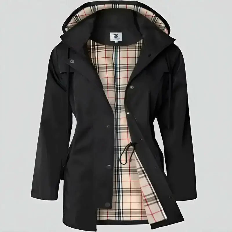 Parka Femme Doublure Tartan à Capuche de La Highlands, offrant chaleur et style pour l'automne.