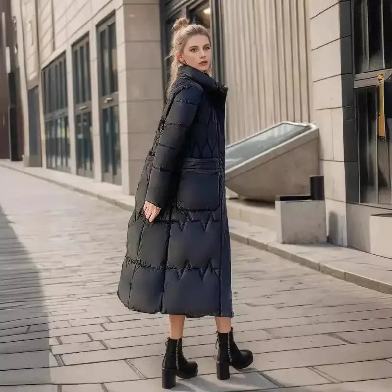 Parka femme matelassée hiver longue, élégante et confortable, parfaite pour les journées fraîches.